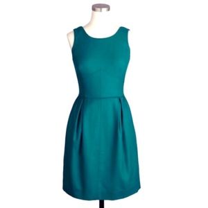NWT JCrew Pleated Shift Dress Green Wool Size 4